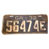1932 Georgia license plate