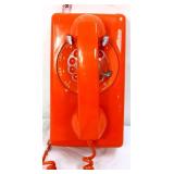 Vntg orange Stromberg-Carlson rotary wall phone