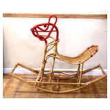 Vintage rattan rocking horse