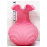 Fenton pink satin 8.5in drape vase