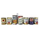 Lot of 7 vntg oil can banks
