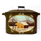 Vntg ham brolier w/ painted winter scene
