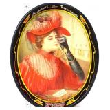 Vntg metal Coca Cola Calendar Lady tray