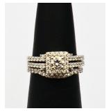 Sterling white sapphire wedding set, lab created