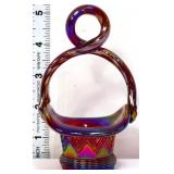 Fenton red carnival diamond mini basket