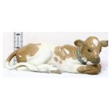 Vntg Lladro brown/white Nativity laying cow figure