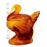 Vntg amber LE Smith turney candy dish