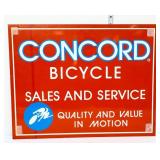 Vntg dbl side 21.25x16.5 Concord Bicycle sign