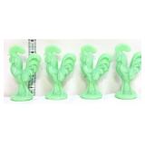 Lot of 4 miniature jadeite roosters