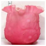 Fenton pink satin 6in poppies vase