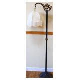 Vintage bridge lamp w/ white shade