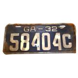 1932 Georgia license plate