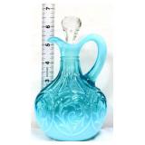 Blue opalescent cruet with clear stopper