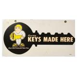 Vntg plastic 24x12 Curtis Keys Made Here sign