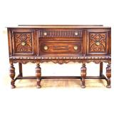 Oak Jacobean 2 door 2 drawer buffet,