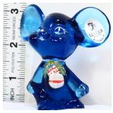 Fenton blue mouse with Christmas scene