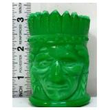 Green slag Native American chief toothpick holder