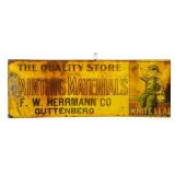 Vntg metal 27.5x10 White Lead Painting sign