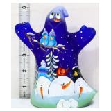 Fenton cobalt satin Christmas ghost figure