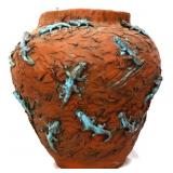 Terra cotta 12in Studio Pottery alligator vase