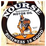 Porcelain double sided 24in Nourse Motor Oil sign