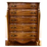 Vintage French 5 drawer tall chest