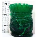 Green slag Native American chief toothpick holder