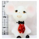 Fenton white satin mouse w/ red vest