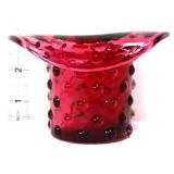 Cranberry hobnail 3in hat vase