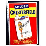 Vntg metal 12x18 Milder Chesterfield adv sign