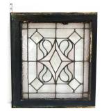 Vntg 19.25x19.75 leaded glass window see photos