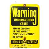 Metal 12x18 Warning Underground Cable sign