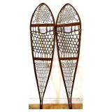 Pair vintage wood snow shoes