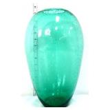 Green 13in bubble glass vase