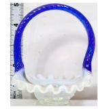 Fenton cobalt crest iridescent mini basket