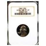 Graded PF67 1961 silver quarter