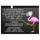 Metal Flush It flamingo sign