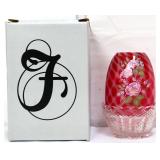 Fenton cranberry opalescent optic fairy lamp & box