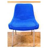 MCM chair with blue fabric