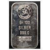 100 gram Silber silver bar