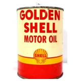 Vntg 1qt Golden Shell Motor Oil can, no top