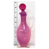 Pink opalescent 9in cruet w/ ball stopper