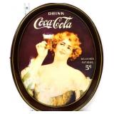 Metal Coca Cola 75 Anniversary Calendar Lady tray