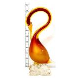 Vntg Venetian amber/clear 11in swan figure