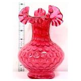 Fenton cranberry 8in vase