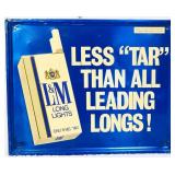 Vtg metal 21.5x17.5 L&M Cigarette sign