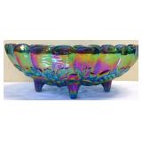 VIntage blue carnival footed fruit bowl