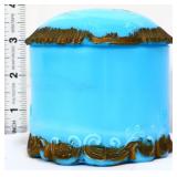 Vintage blue opaline dresser jar