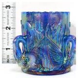 Westmoreland blue carnival swan toothpick holder