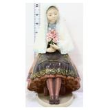 Lladro Girl Sitting Holding Roses figure